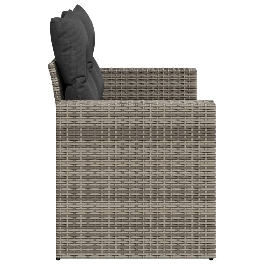 Gartensofa 2-Sitzer mit Kissen Grau Poly Rattan