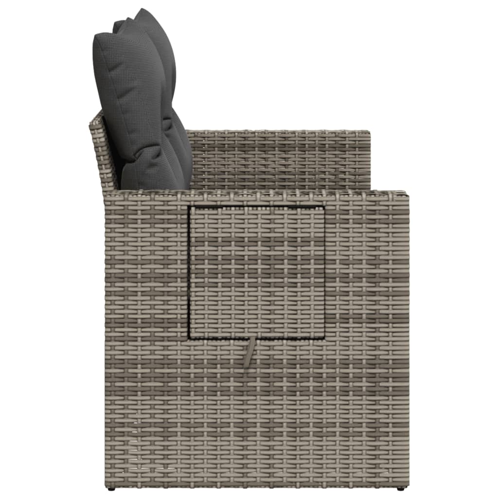 Gartensofa 2-Sitzer mit Kissen Grau Poly Rattan