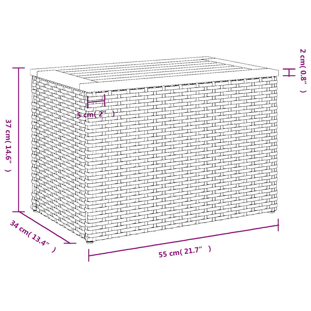 Garten-Beistelltische 2 Stk. Grau 55x34x37cm Poly Rattan Holz