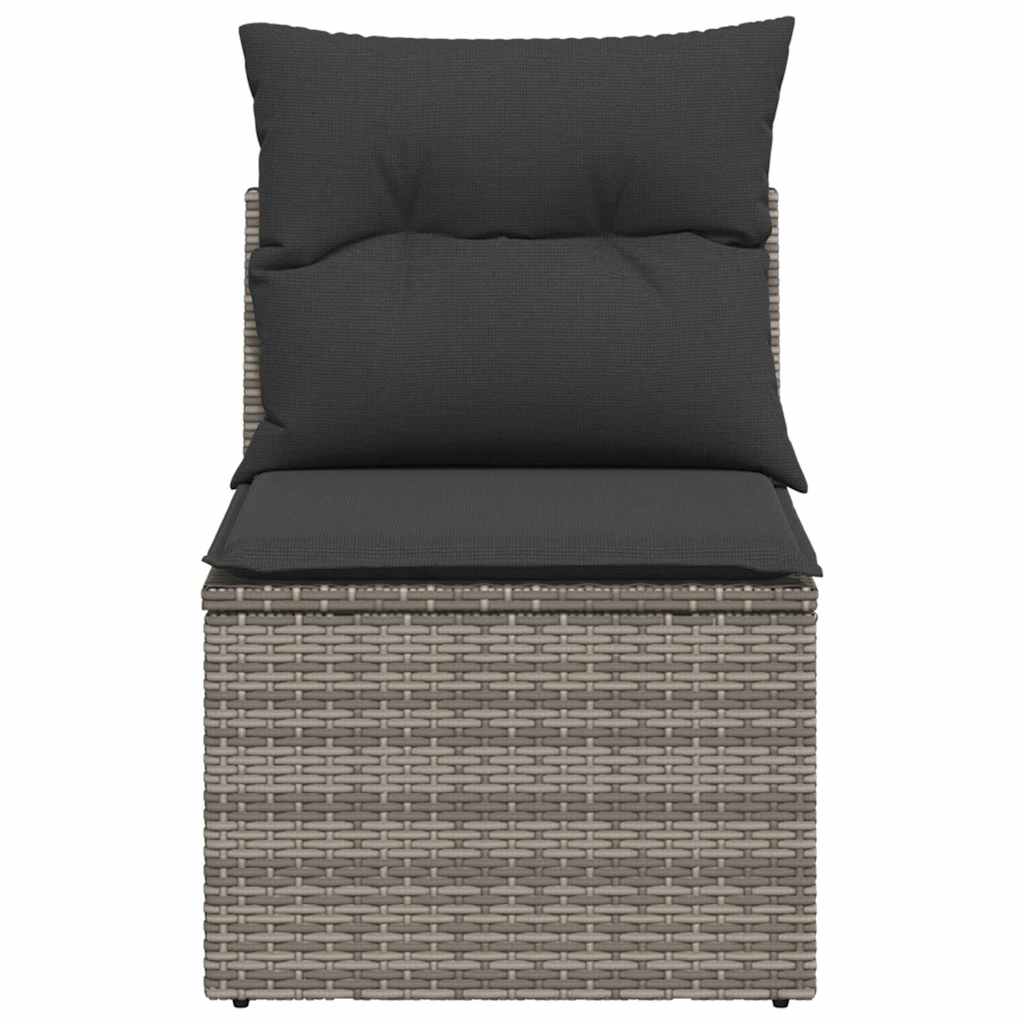 Gartensessel ohne Armlehnen mit Kissen Grau Poly Rattan