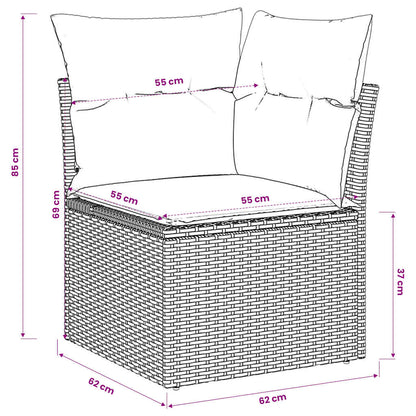 Garten-Ecksofa mit Kissen Grau Poly Rattan