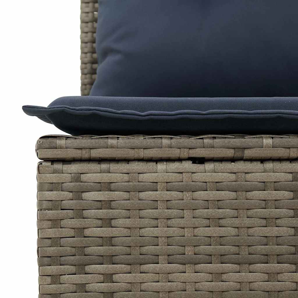 Gartensofa ohne Armlehnen mit Kissen Grau Poly Rattan