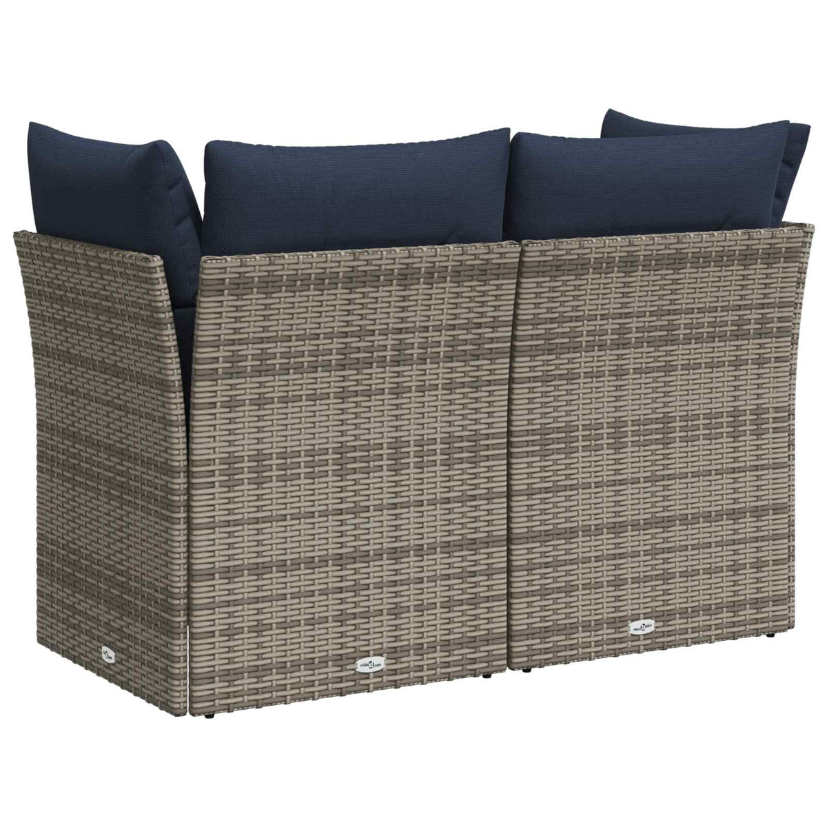 Gartensofa 2-Sitzer mit Kissen Grau Poly Rattan
