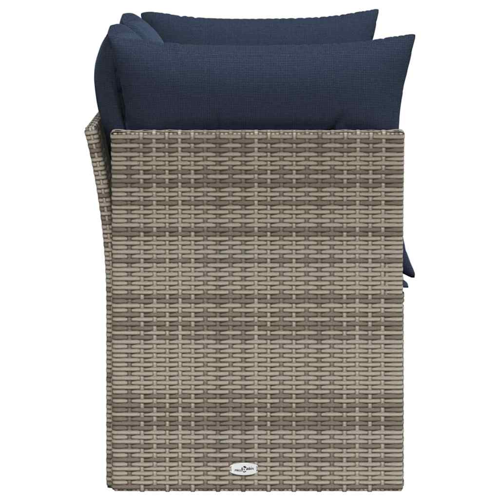 Gartensofa 2-Sitzer mit Kissen Grau Poly Rattan