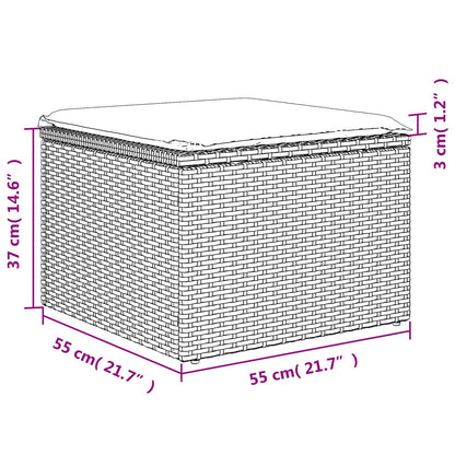 Gartenhocker mit Kissen Grau 55x55x37 cm Poly Rattan