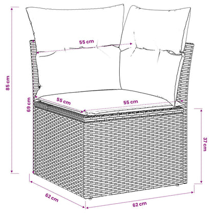 Garten-Ecksofa mit Kissen Braun Poly Rattan