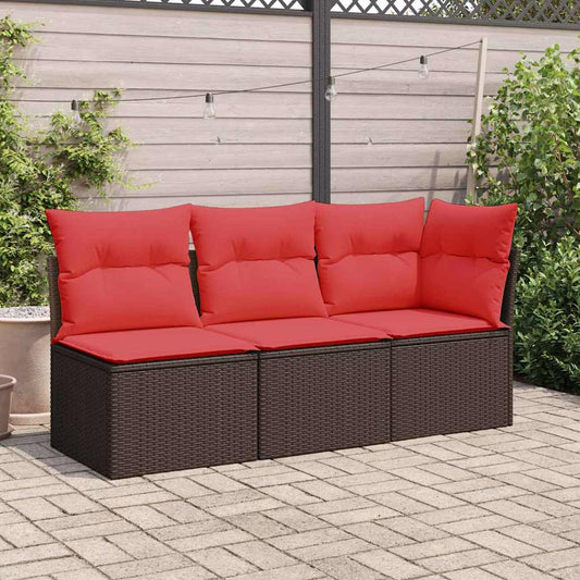 Gartensofa ohne Armlehnen mit Kissen Braun Poly Rattan