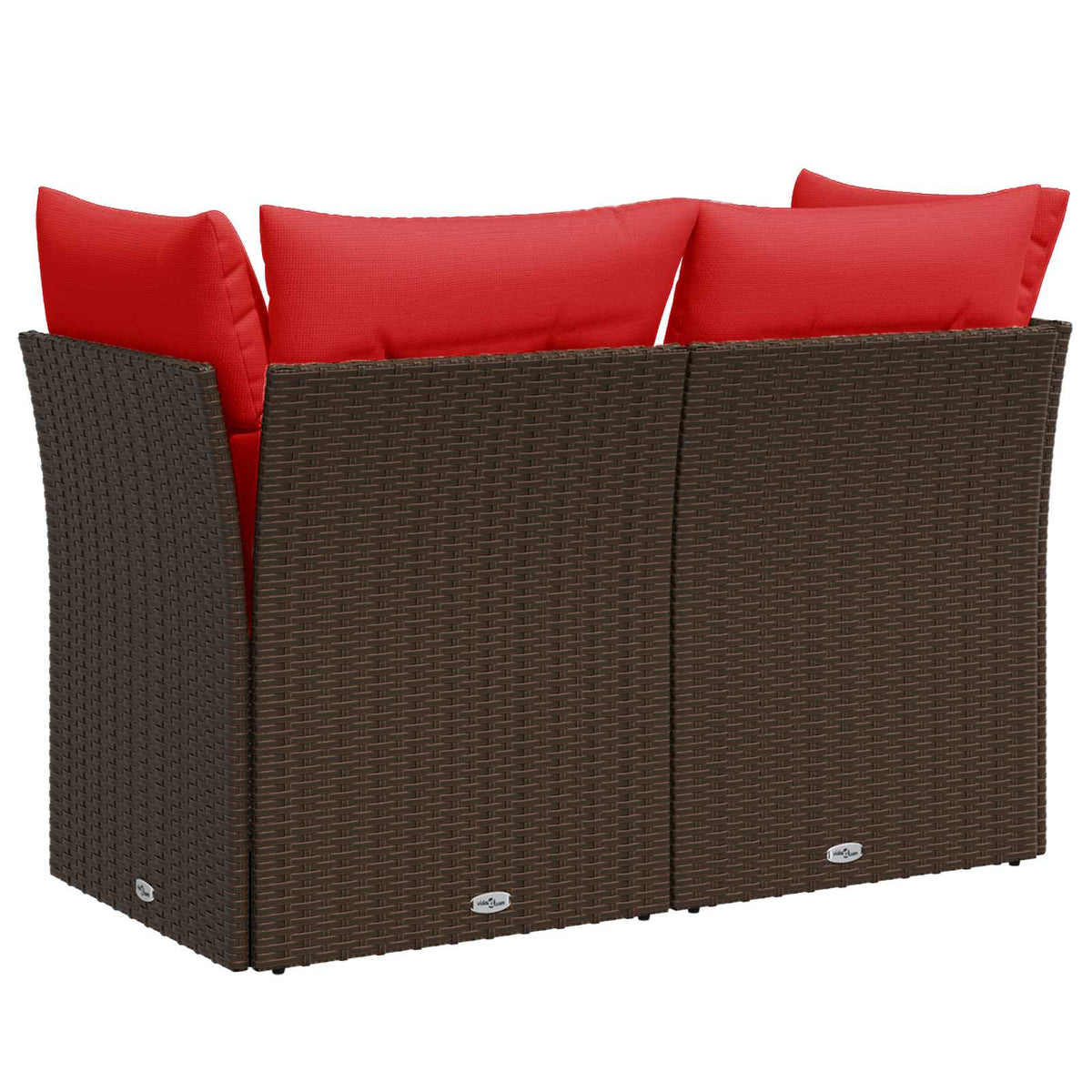 Gartensofa mit Kissen 2-Sitzer Braun Poly Rattan