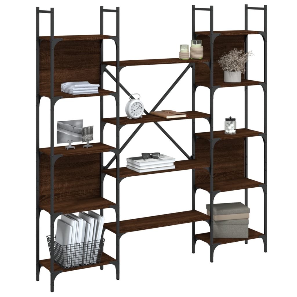 Bookshelf Brown Oak Look 155.5x24x166.5 cm Wood Material