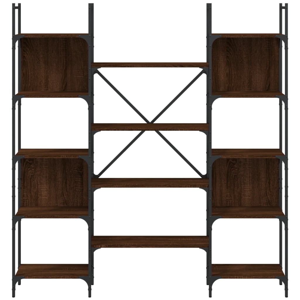Bookshelf Brown Oak Look 155.5x24x166.5 cm Wood Material