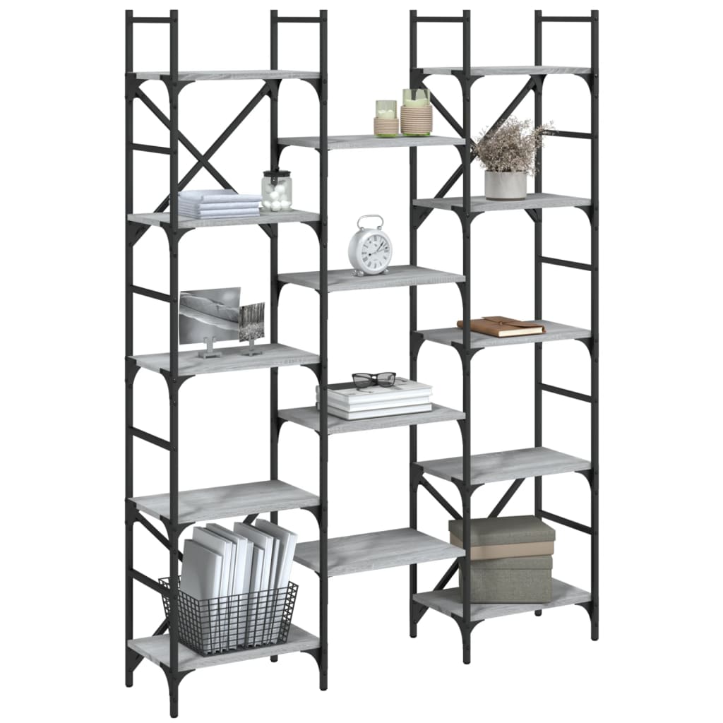 Bookshelf Gray Sonoma 127.5x28.5x172.5 cm Wood Material