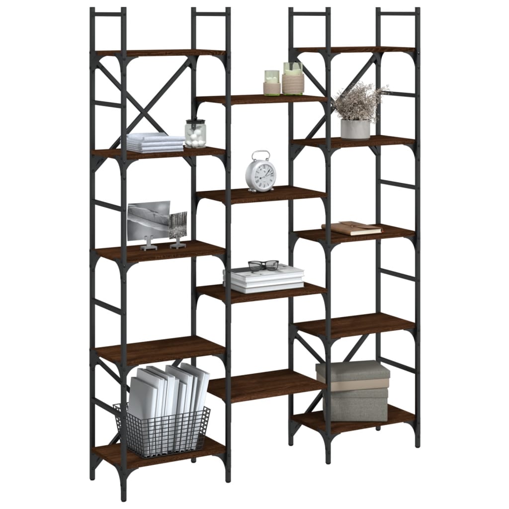 Bookshelf Brown Oak Look 127.5x28.5x172.5cm Wood Material