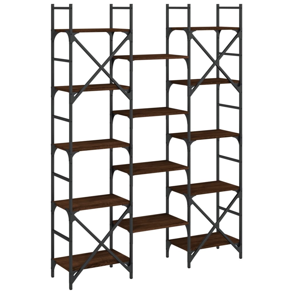 Bookshelf Brown Oak Look 127.5x28.5x172.5cm Wood Material