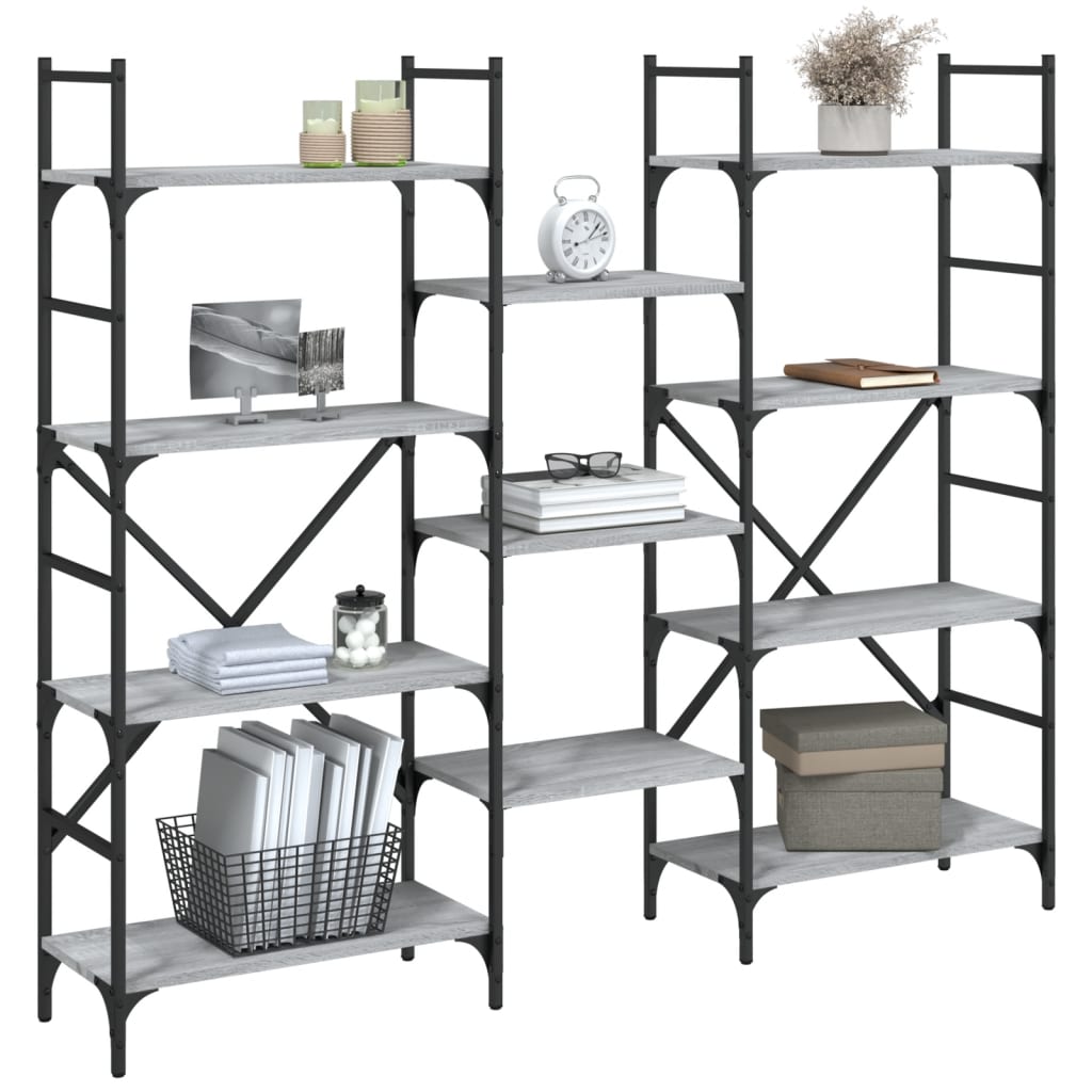 Bookshelf Grey Sonoma 160x28.5x136.5 cm Wood Material