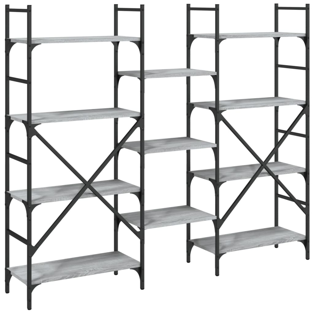 Bookshelf Grey Sonoma 160x28.5x136.5 cm Wood Material