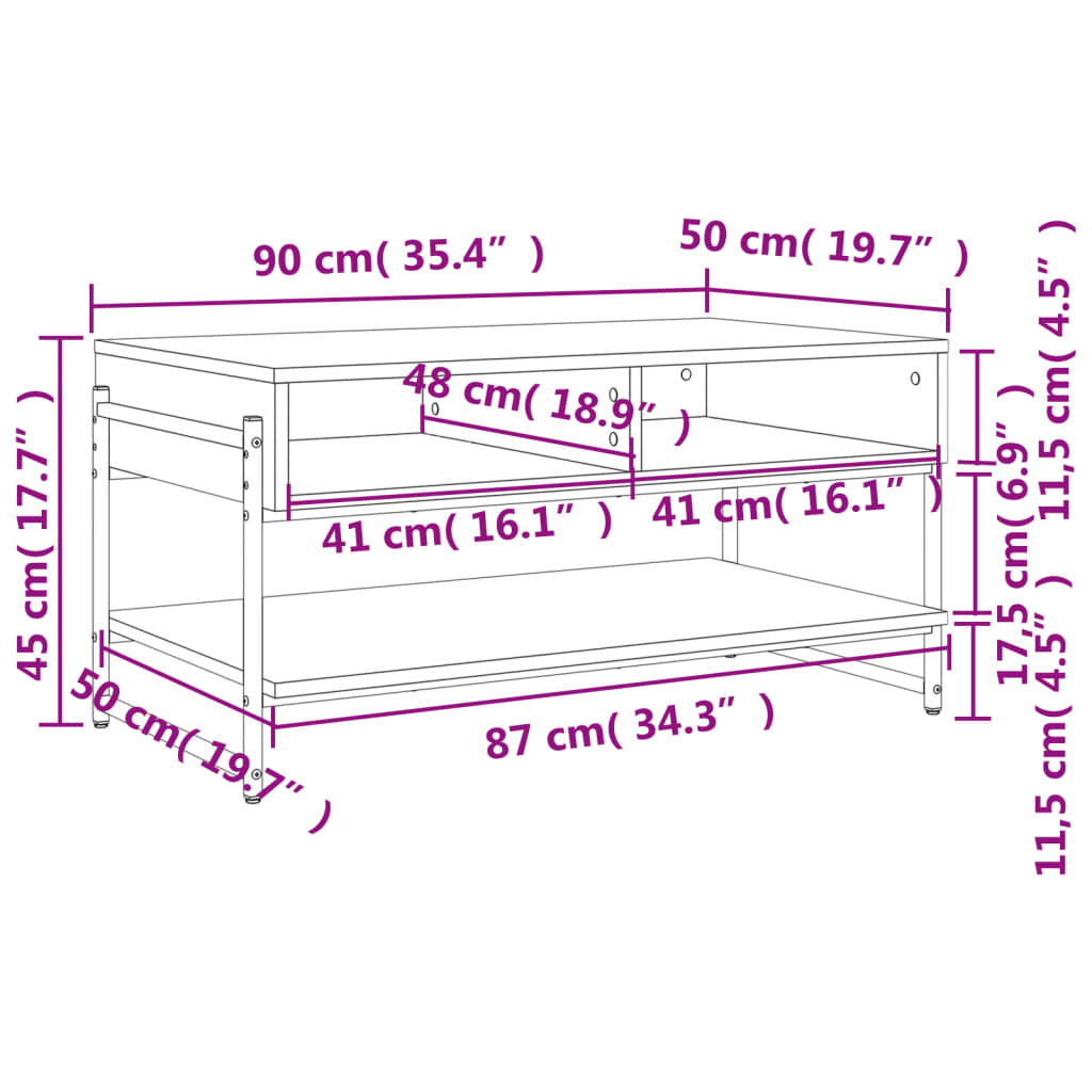 Coffee table Sonoma oak 90x50x45 cm wood material