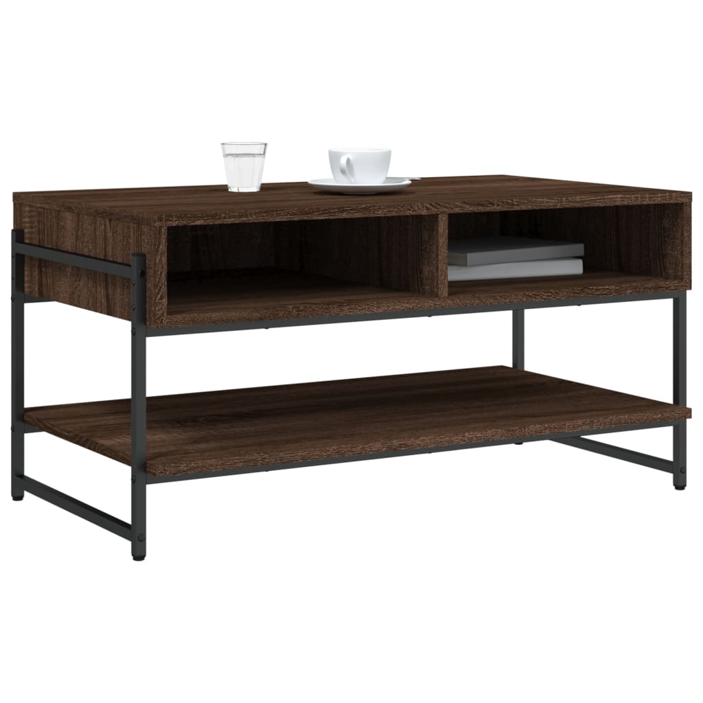 Table basse aspect chêne marron 90x50x45 cm en bois