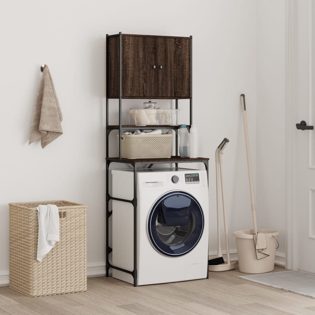 Meuble lave-linge aspect chêne marron 68x48,5x194 cm