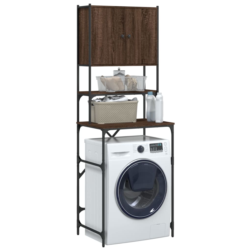 Meuble lave-linge aspect chêne marron 68x48,5x194 cm