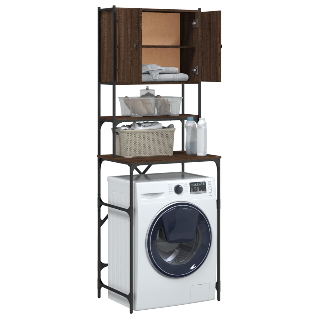 Meuble lave-linge aspect chêne marron 68x48,5x194 cm