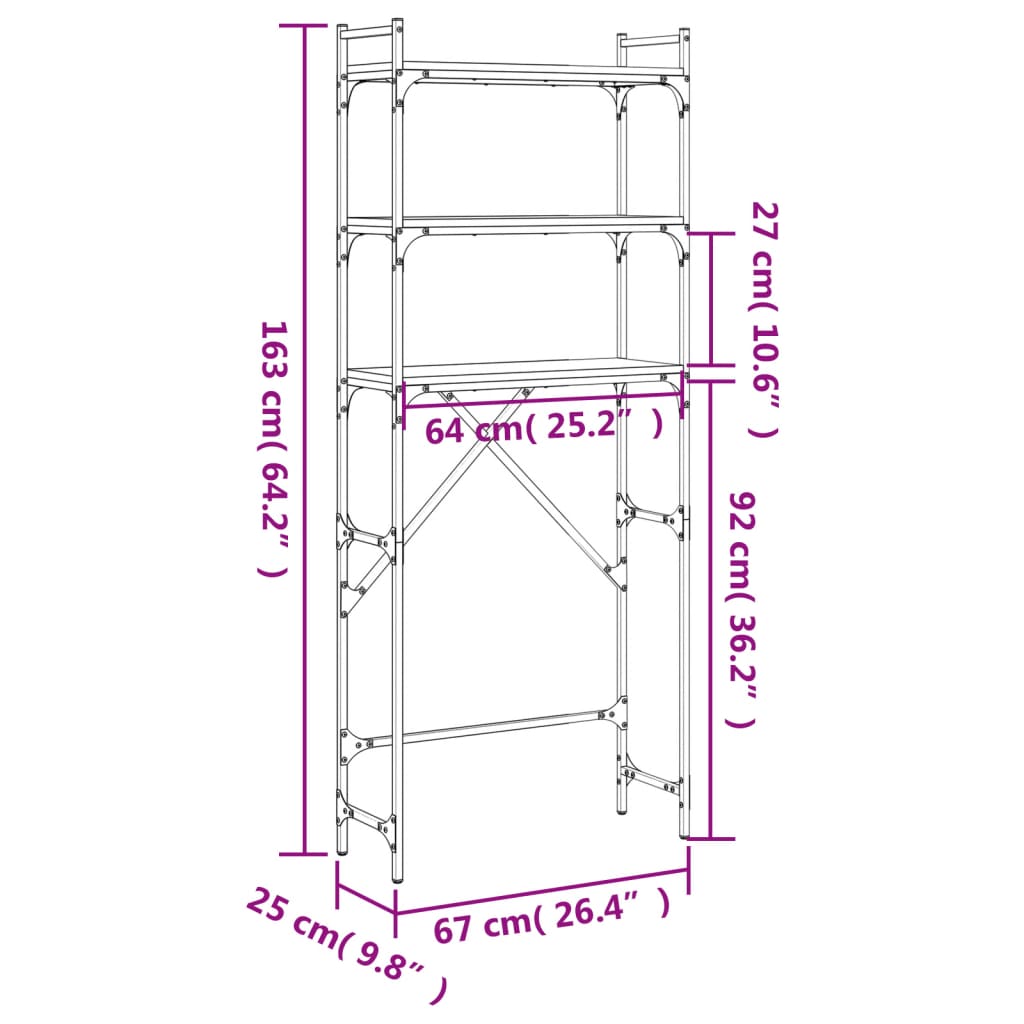 Waschmaschinenregal Sonoma-Eiche 67x25x163 cm Holzwerkstoff