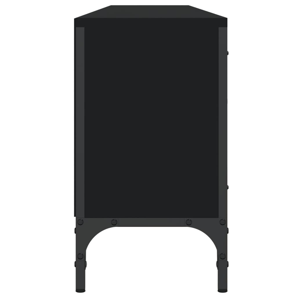 Meuble TV avec tiroir noir 200x25x44 cm en bois