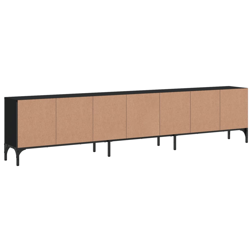 Meuble TV avec tiroir noir 200x25x44 cm en bois