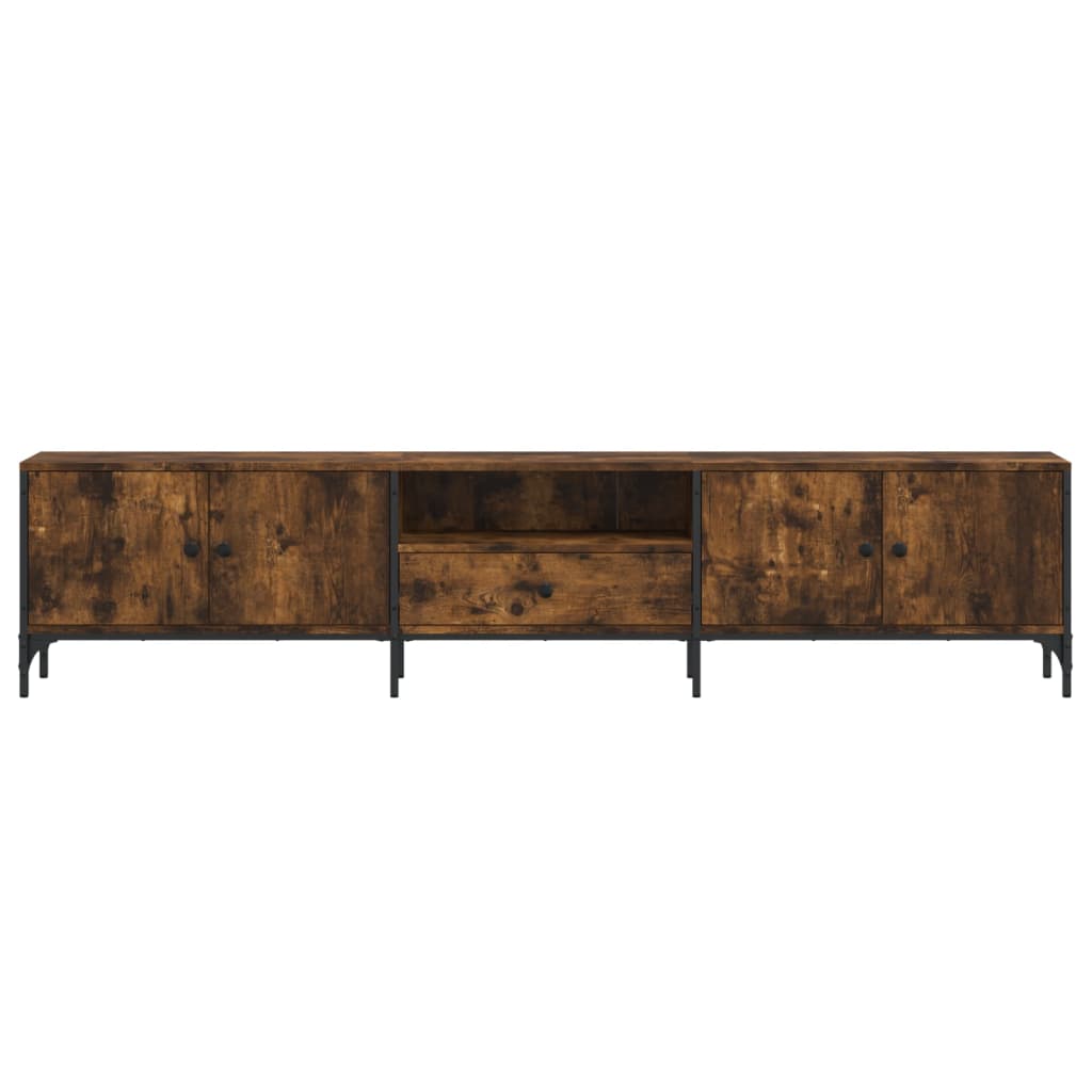 Meuble TV avec tiroir chêne fumé 200x25x44cm matériau bois
