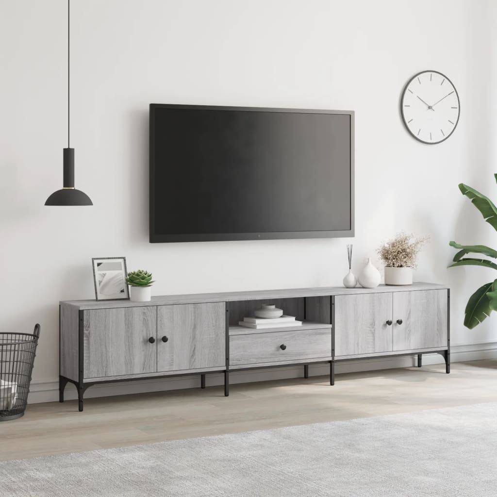 Meuble TV avec tiroir gris Sonoma 200x25x44 cm en bois