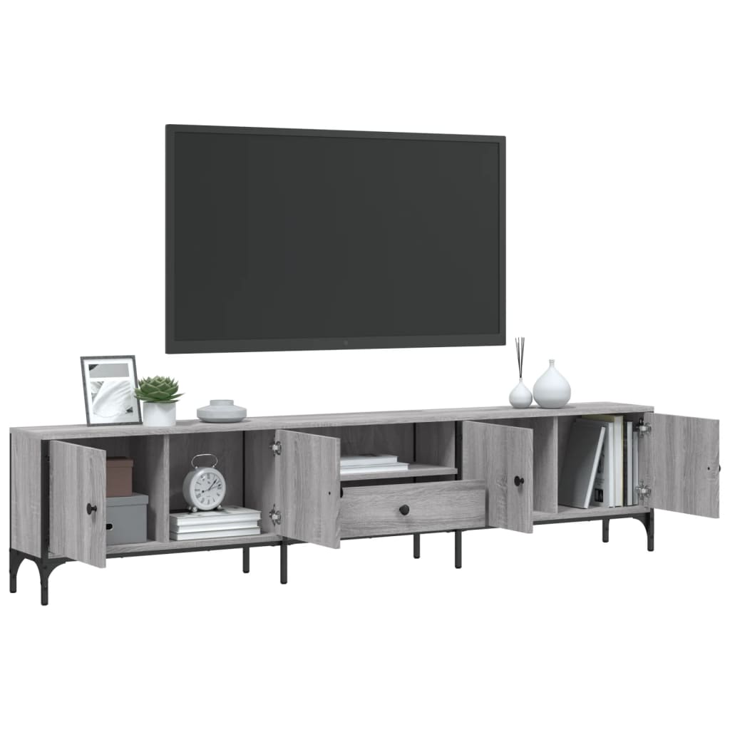 Meuble TV avec tiroir gris Sonoma 200x25x44 cm en bois