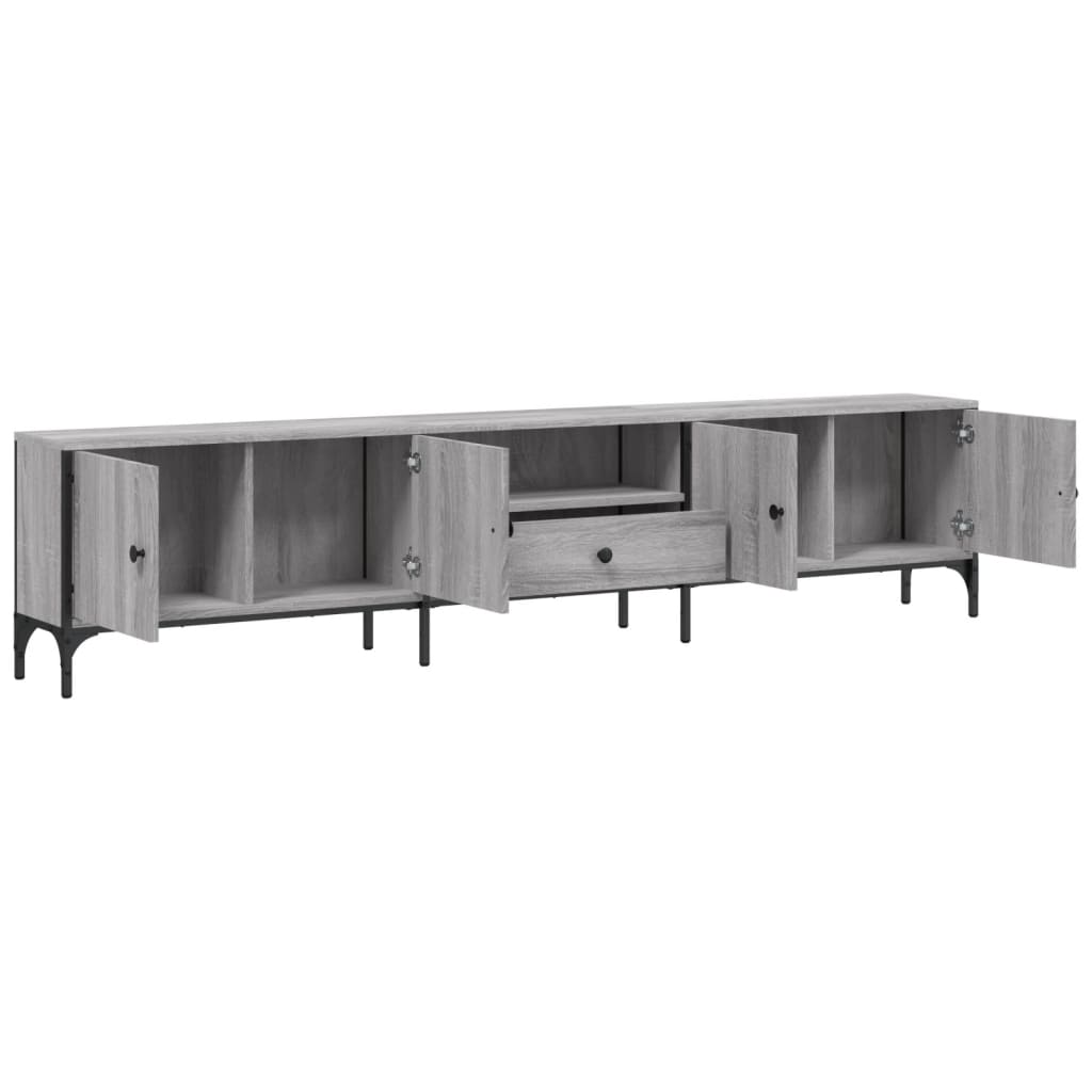 Meuble TV avec tiroir gris Sonoma 200x25x44 cm en bois