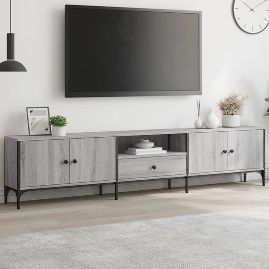 Meuble TV avec tiroir gris Sonoma 200x25x44 cm en bois