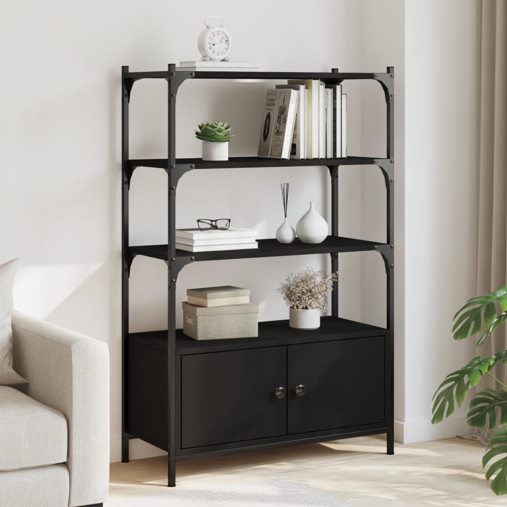 Bibliothèque 3 étagères noir 70x30x109,5 cm matière bois