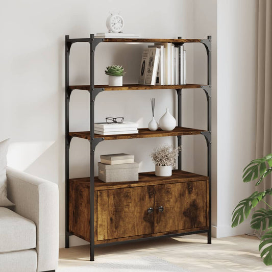 Bibliothèque 3 compartiments chêne fumé 70x30x109,5 cm matière bois