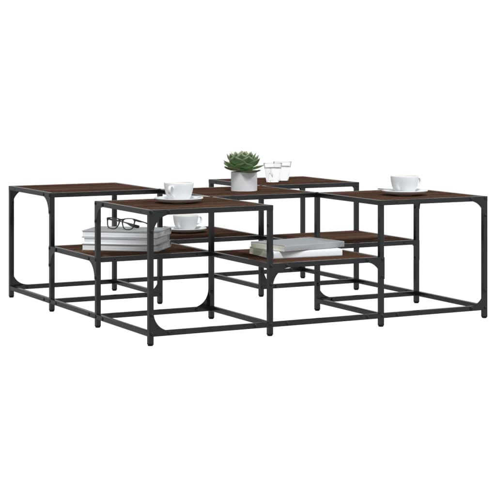 Table basse aspect chêne marron 121x121x40 cm en bois