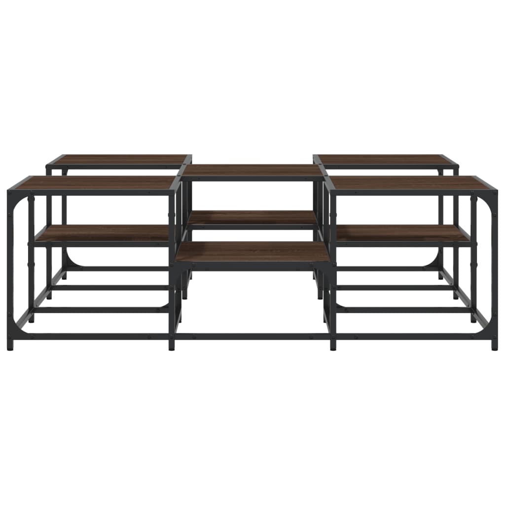 Table basse aspect chêne marron 121x121x40 cm en bois