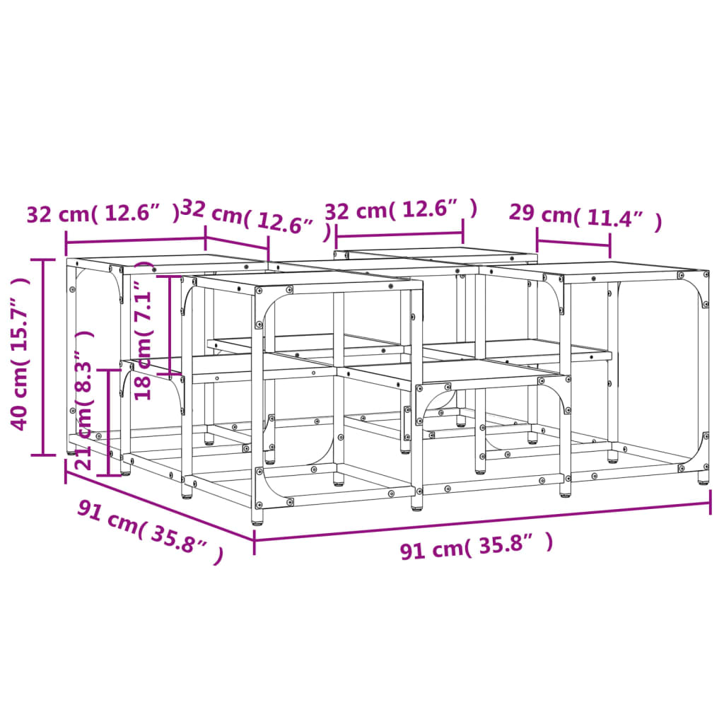 Coffee table Sonoma oak 91x91x40 cm wood material