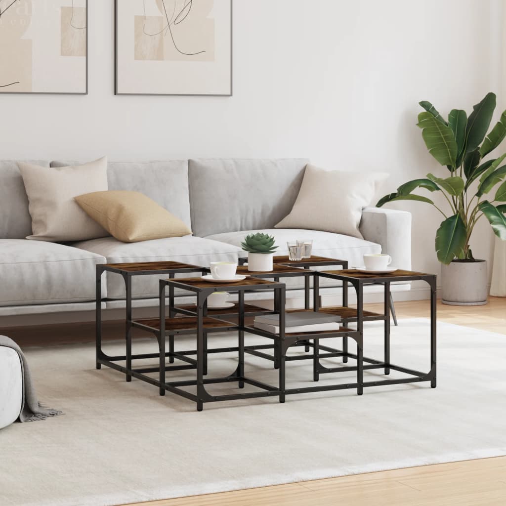 Coffee table smoked oak 91x91x40 cm wood material