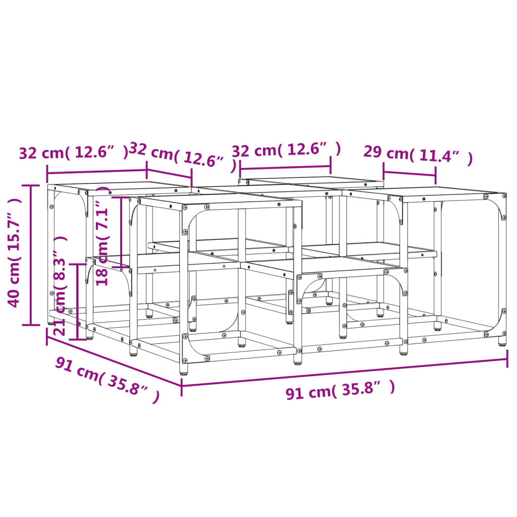 Coffee table smoked oak 91x91x40 cm wood material