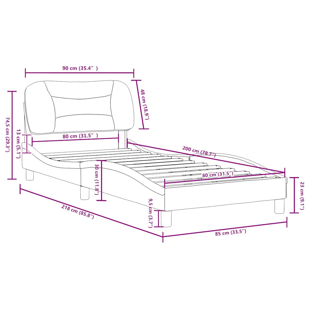 Bettgestell ohne Matratze "Hvar" Taupe 80x200 cm Stoff