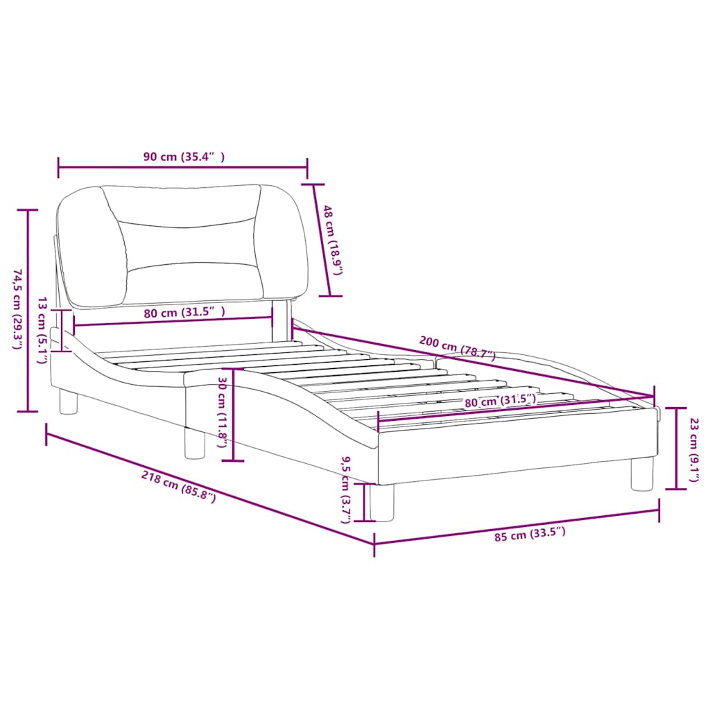 Bettgestell ohne Matratze "Hvar" Creme 80x200 cm Stoff