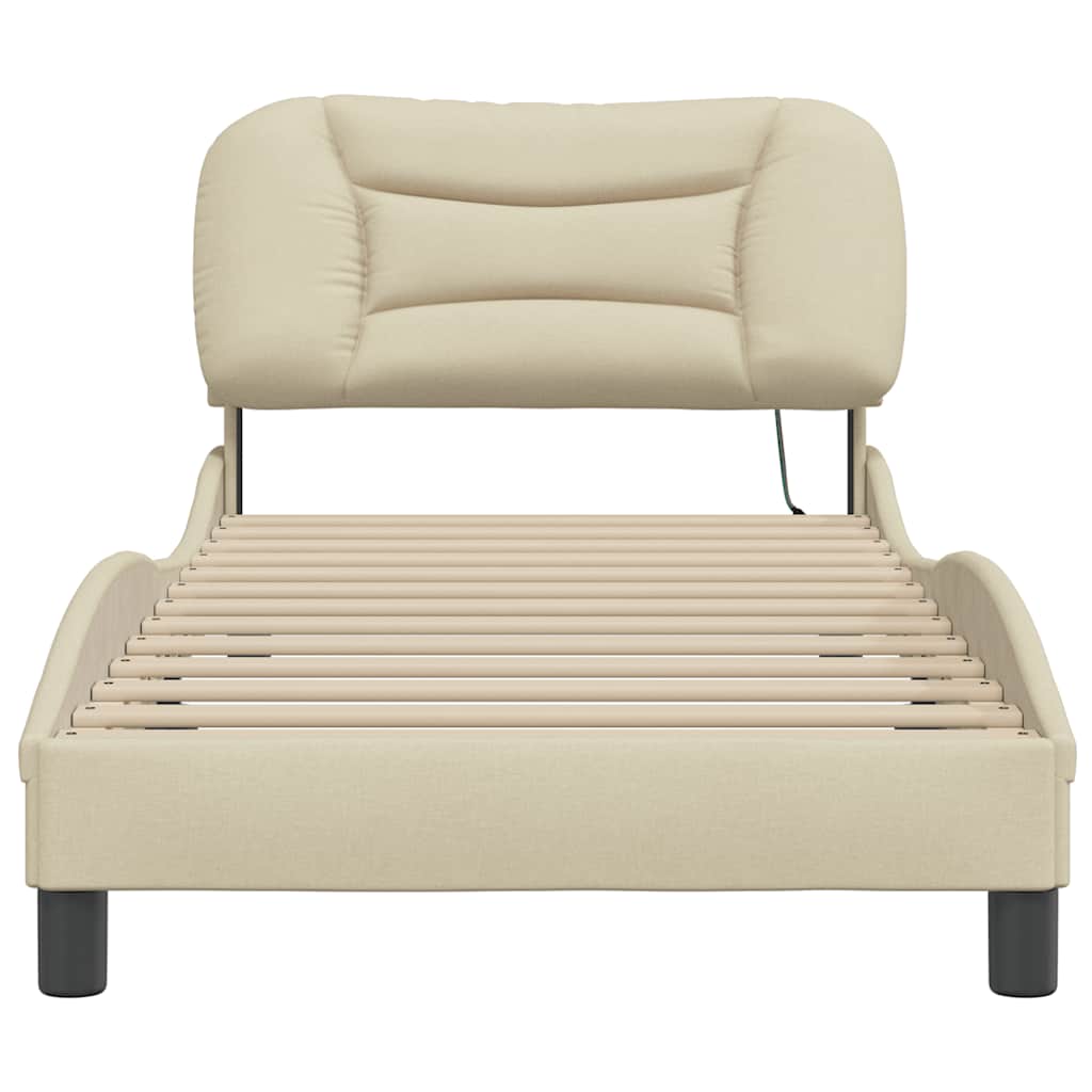 Bettgestell ohne Matratze "Hvar" Creme 80x200 cm Stoff