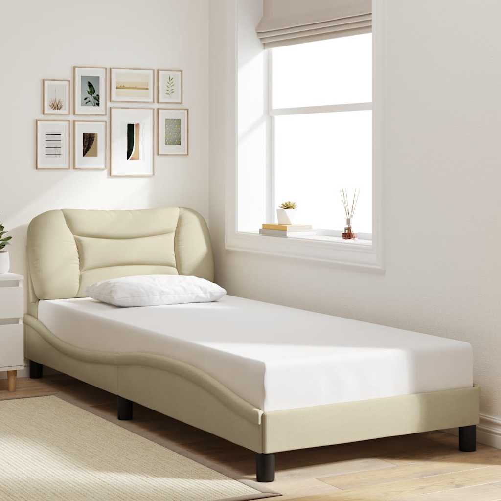 Bettgestell ohne Matratze "Hvar" Creme 80x200 cm Stoff