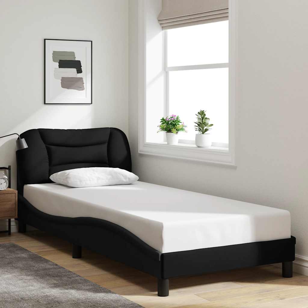 Bettgestell ohne Matratze "Hvar" Schwarz 90x190 cm Stoff