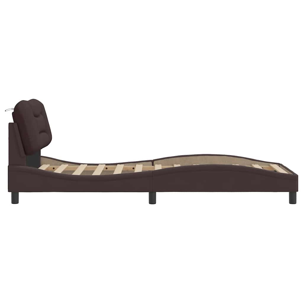 Bettgestell ohne Matratze "Hvar" Dunkelbraun 90x190 cm Stoff
