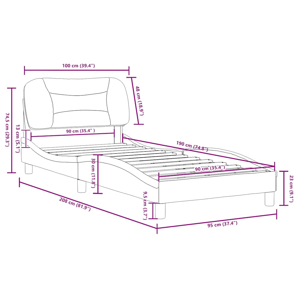 Bettgestell ohne Matratze "Hvar" Taupe 90x190 cm Stoff
