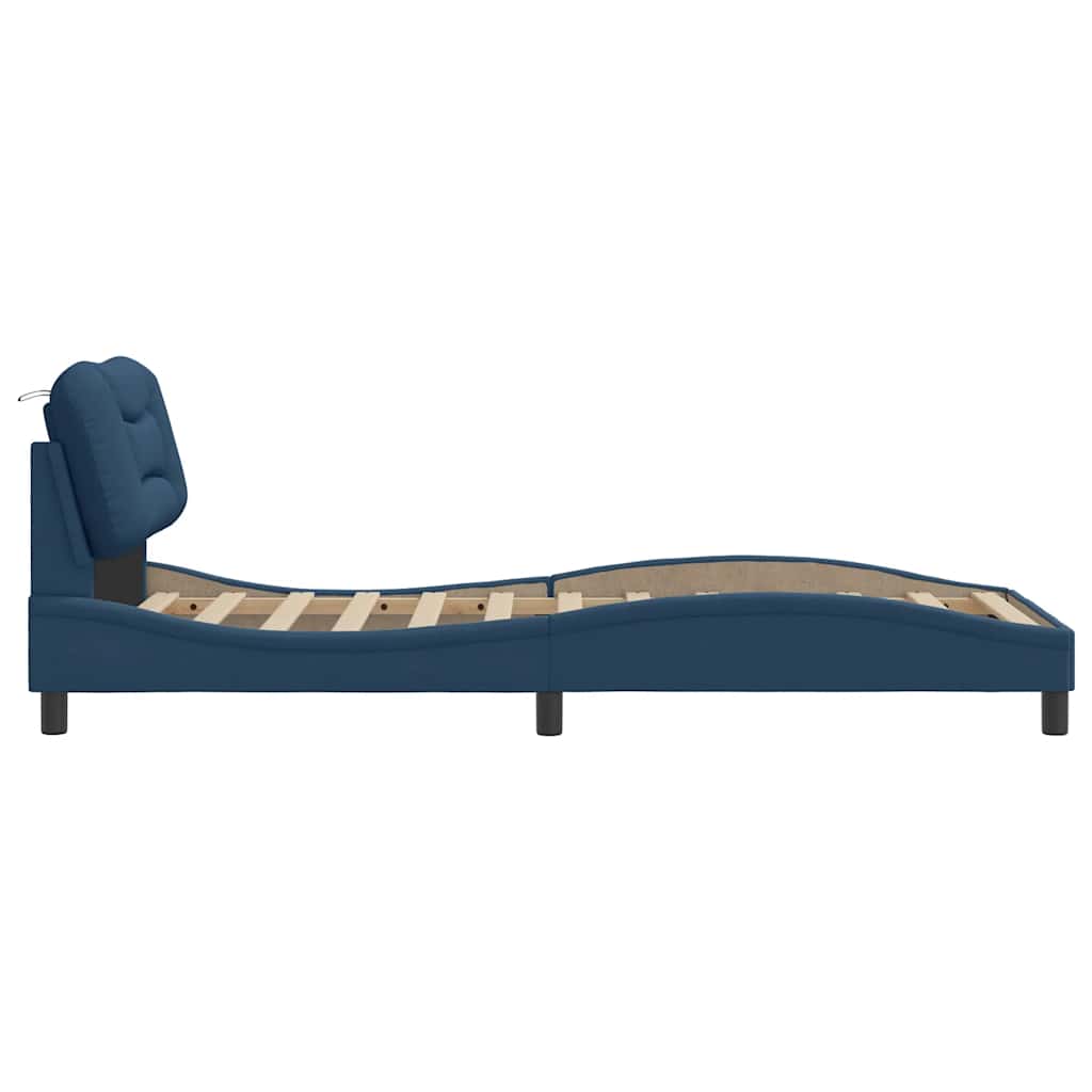 Bettgestell ohne Matratze "Hvar" Blau 90x190 cm Stoff