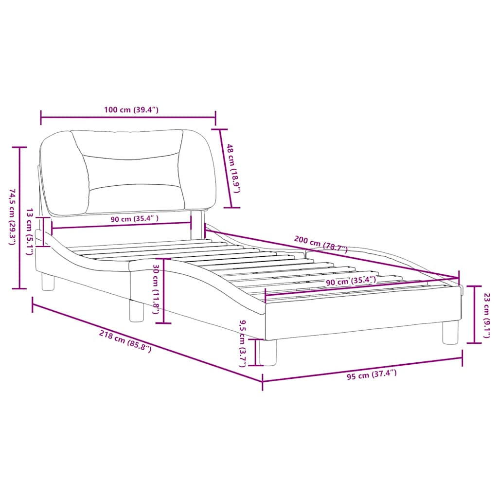 Bettgestell ohne Matratze "Hvar" Hellgrau 90x200 cm Stoff