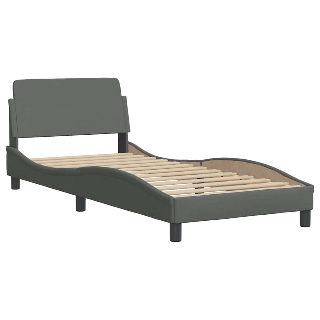 Bettgestell ohne Matratze "Hvar" Dunkelgrau 90x200 cm Stoff