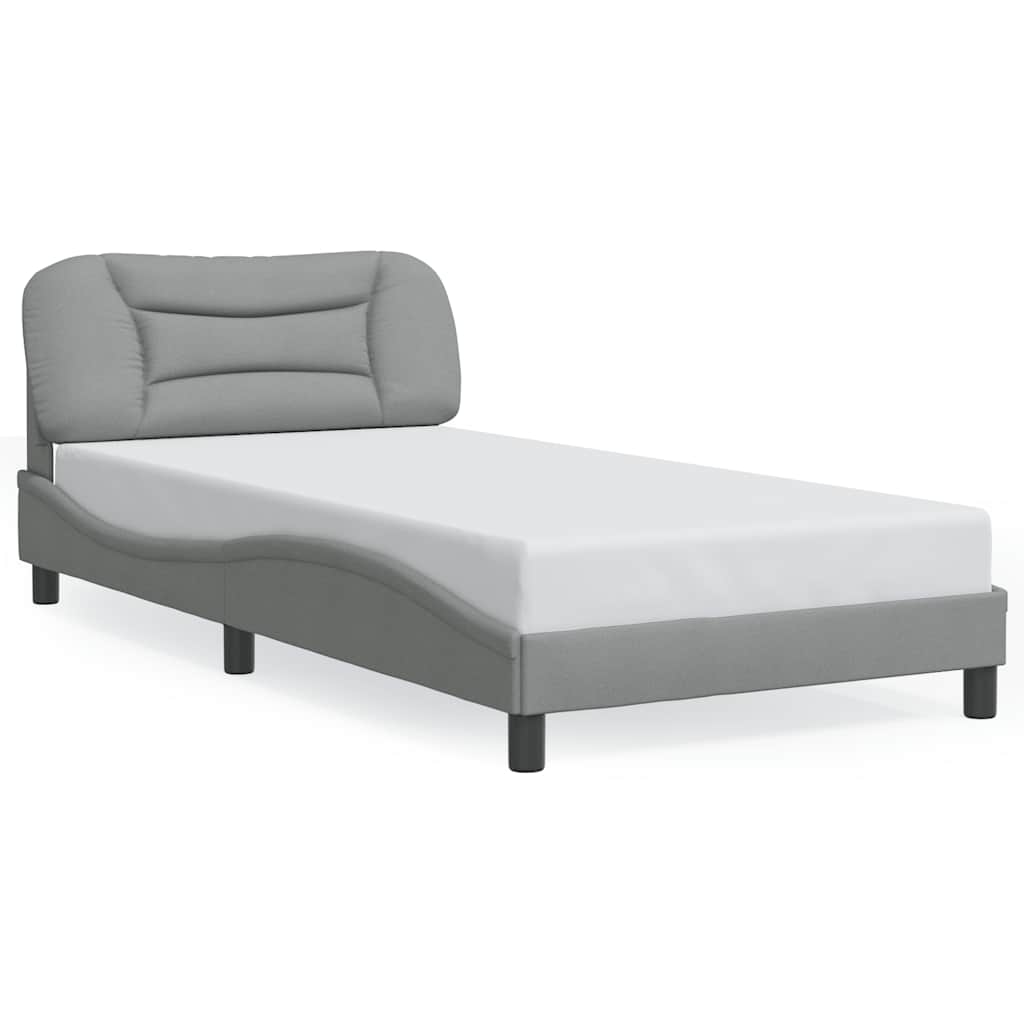Bettgestell ohne Matratze "Hvar" Hellgrau 100x200 cm Stoff